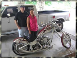 White and red custom motorcycle