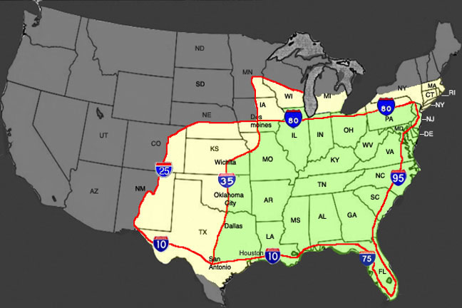 Domestic usa motorcycle shipping map